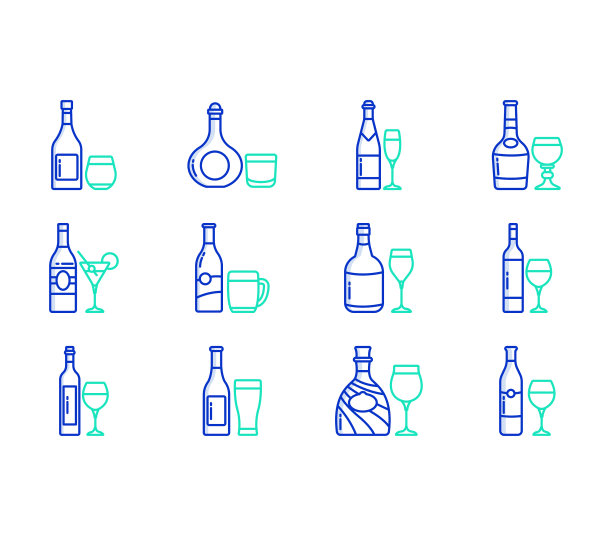 酒吧和餐厅的饮料瓶套装图片下载