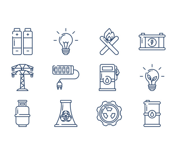 电力与能源，电力插图套装图片下载