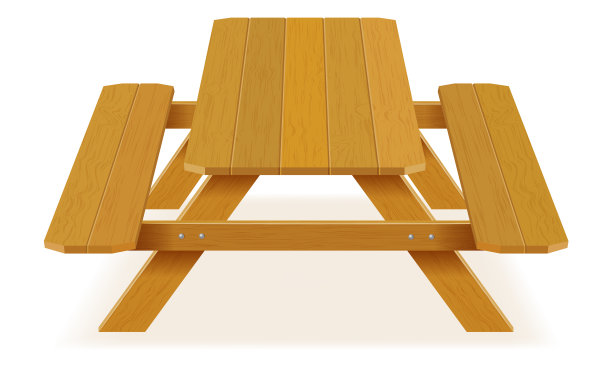 花园或公园里的长椅和野餐桌图片下载