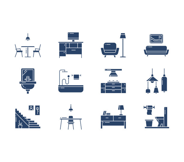 室内和家居装饰图标集图片下载