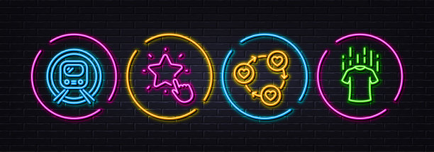 朋友社区，排名明星和地铁地铁最小线图标。对于web应用程序，打印矢量图片下载