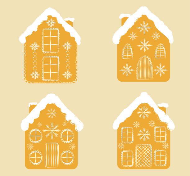 一套圣诞房子。姜家。姜饼。高质量矢量插图。图片下载