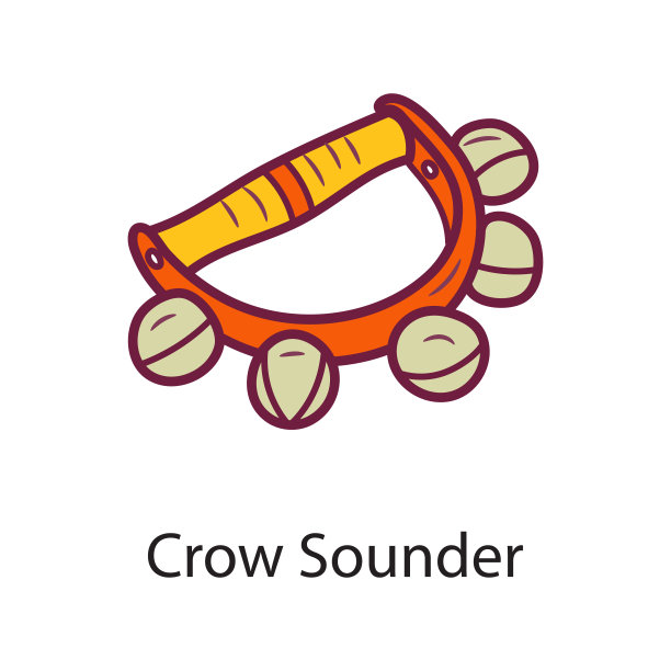 乌鸦声填充轮廓图标设计插图。音乐符号在白色背景EPS 10文件图片下载