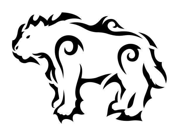 黑色部落图案周围的野猫剪影图片下载