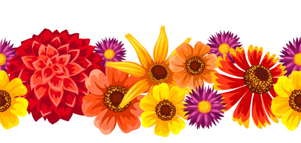 无缝的图案与秋天的花朵美丽图片下载