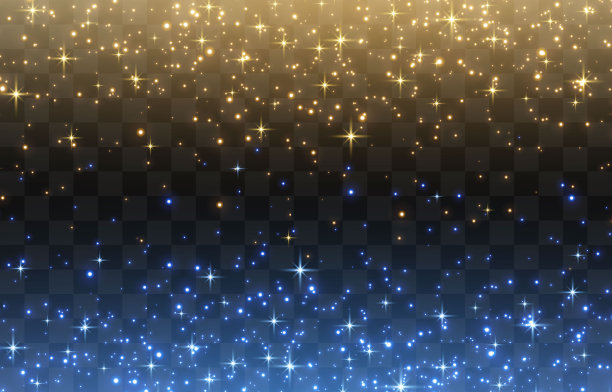 发光的魔法尘埃，尘埃闪耀。飞行的光粒子。圣诞灯的效果。闪闪发光的仙尘颗粒在黑暗中发光。透明背景上的矢量插图。图片下载