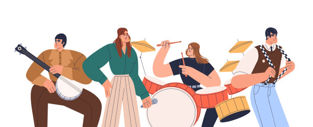 由女歌手、歌手和男子组成的乐队图片下载