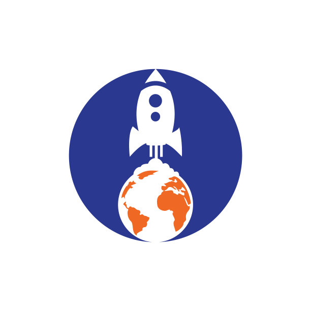 地球仪火箭标志设计模板图片下载