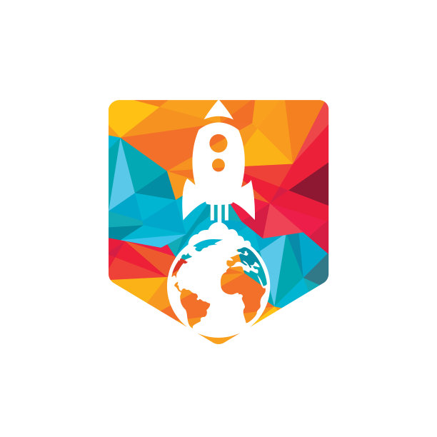 地球仪火箭标志设计模板图片下载