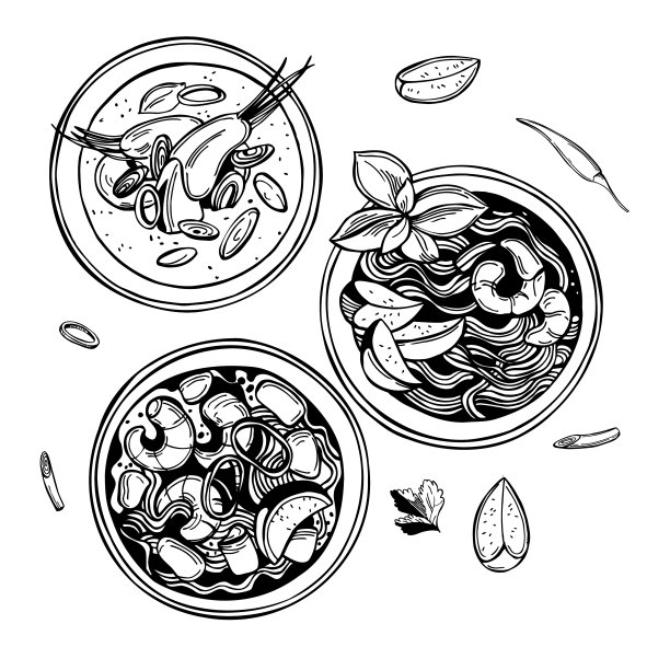 冬阴汤速写图片下载