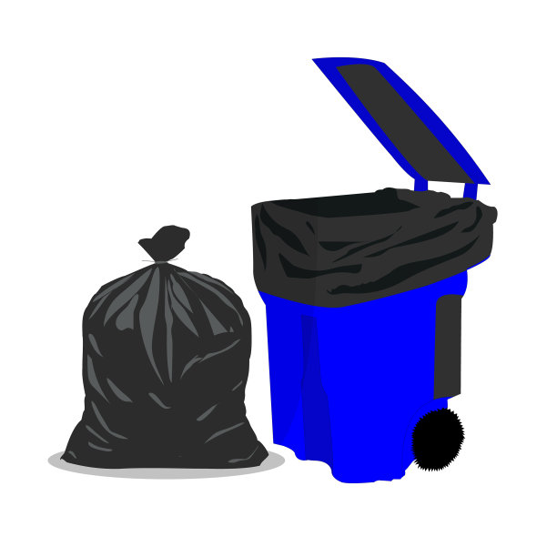 垃圾袋和垃圾桶在白色的bg图片下载