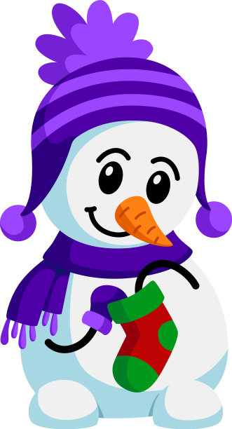 可爱的雪人和袜子微笑的寒假图片下载