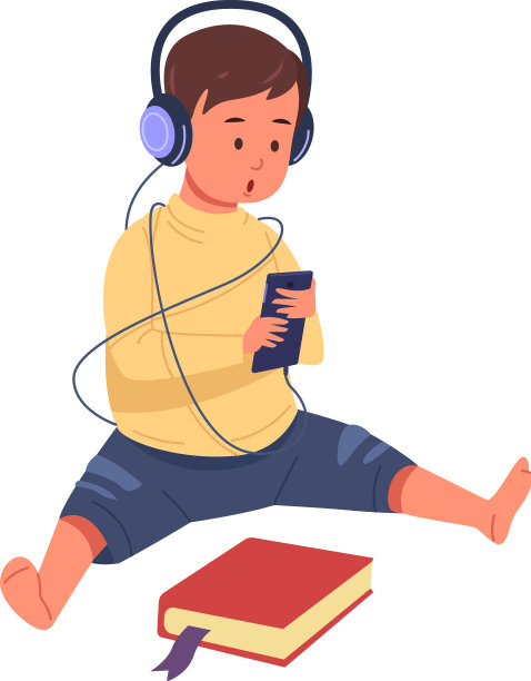 男孩听音乐而不是阅读现代的孩子图片下载