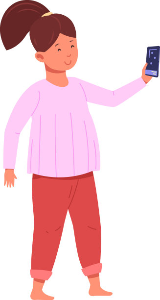 可爱的小女孩在智能手机屏幕上玩游戏图片下载