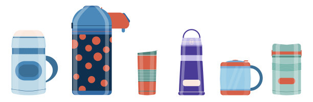 现实的热水瓶与热饮咖啡茶图片下载