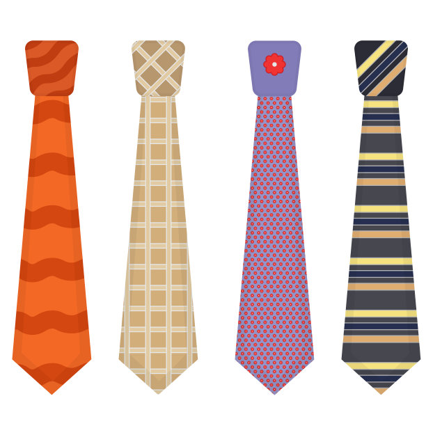 男人配件领带设置彩色领带图标图片下载