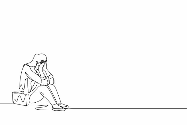 单连续画线的女商人图片下载