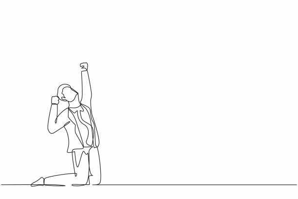 单线连续画幸福的商人图片下载