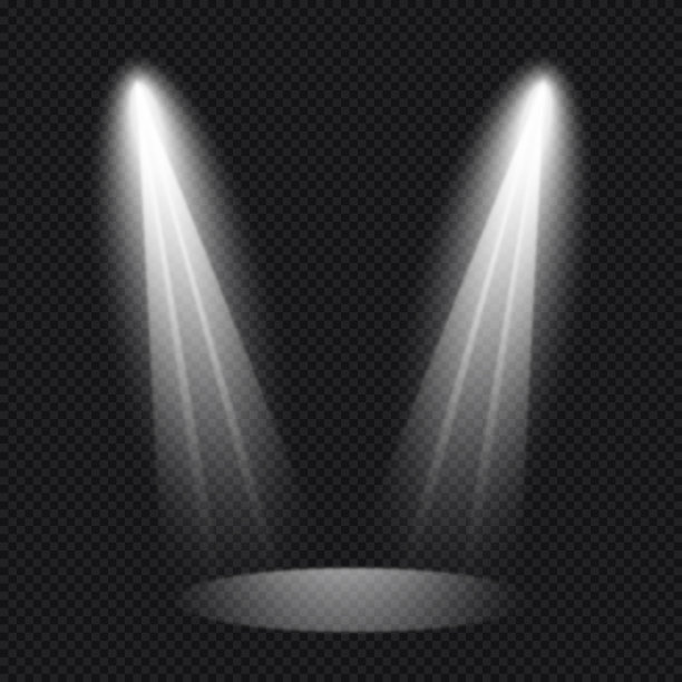 逼真的照明，光线在黑暗的背景-矢量图片下载