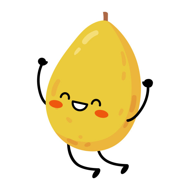 可爱的卡通人物黄色成熟的芒果图片下载