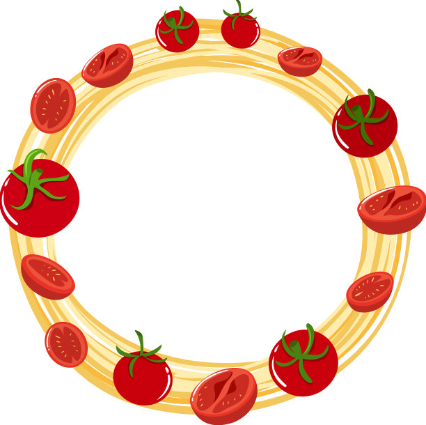 意大利面，番茄圆框模板图片下载