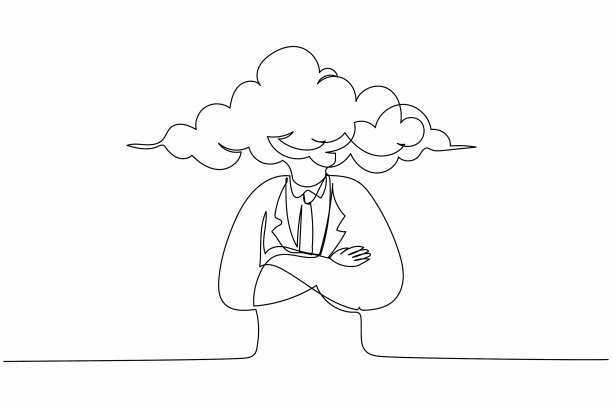 单线连续画云头图片下载