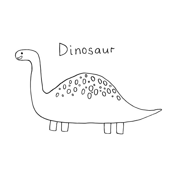 可爱有趣的卡通恐龙画轮廓手图片下载