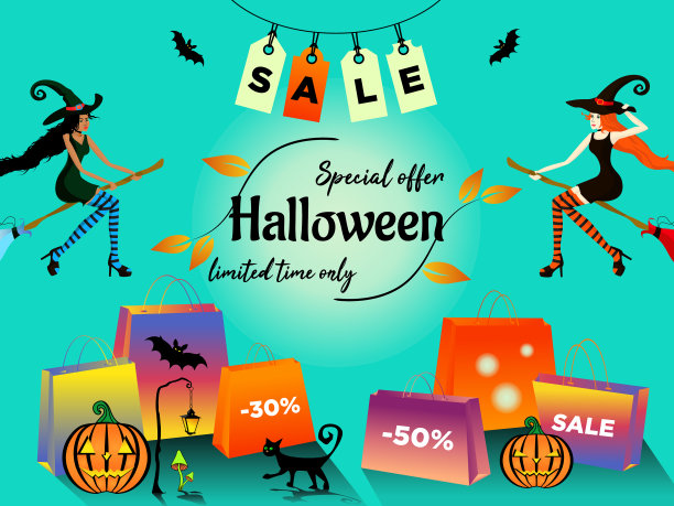 万圣节特惠与两名年轻女子图片下载