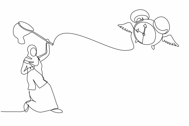 一条线画着阿拉伯女商人图片下载