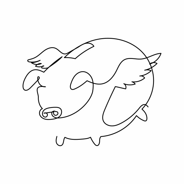 连续的一条线画着飞翔的储蓄罐图片下载