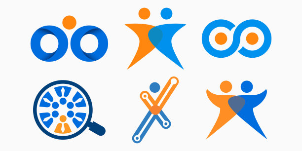 标志集合为人的创意模板。社区和家庭标志元素。图片下载