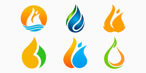 创意消防标志图标集。简单的火焰矢量图图片下载