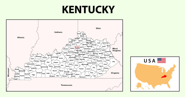 肯塔基州的政治地图图片下载