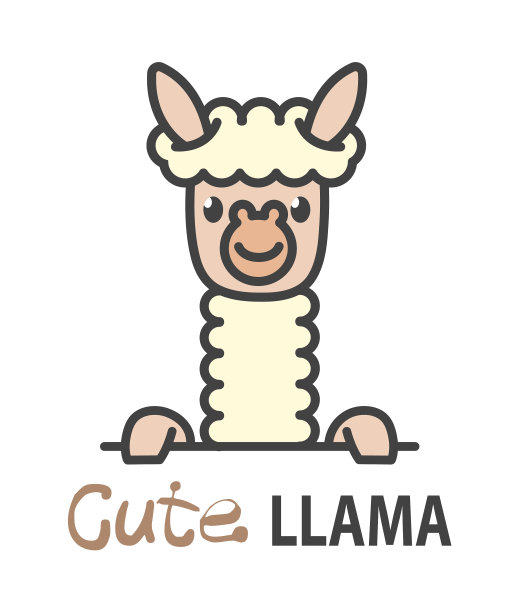 标志模板与可爱的羊驼或美洲驼标志图片下载