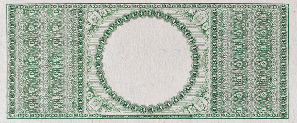 1863年美国100法定货币纸币的背面，中间是空的图片下载
