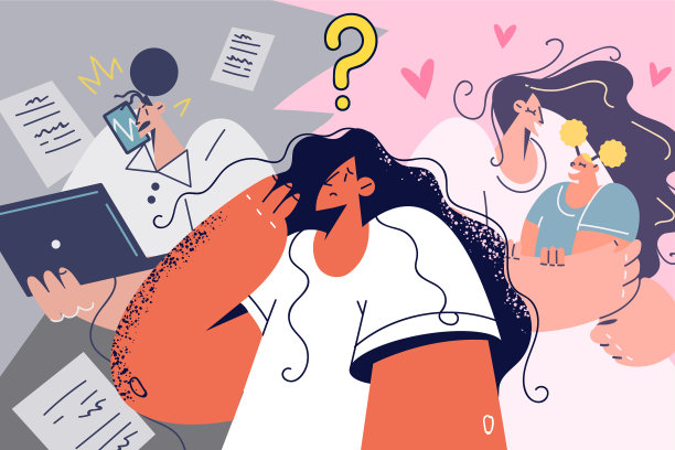 困惑的女人想到了事业和家庭图片下载