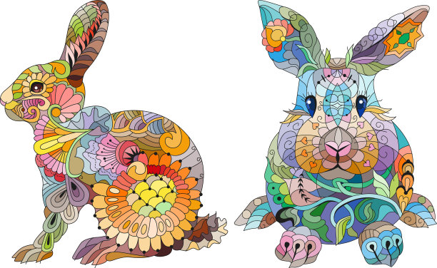 一组装饰用的兔子形象图片下载