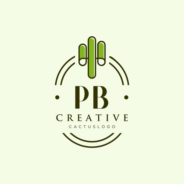 Pb首字母绿色仙人掌标志图片下载
