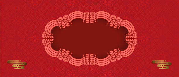 椭圆框架与波浪边界上的红色背景图片下载