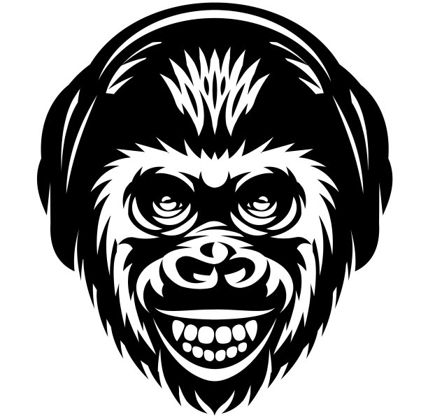 猴头模板带着耳机和微笑图片下载