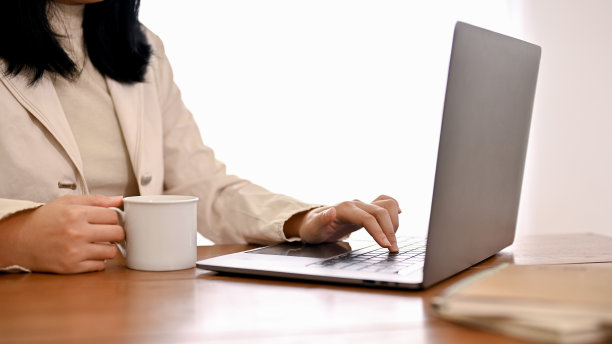 一位成功的亚洲女商人正在笔记本电脑上处理她的业务任务图片下载