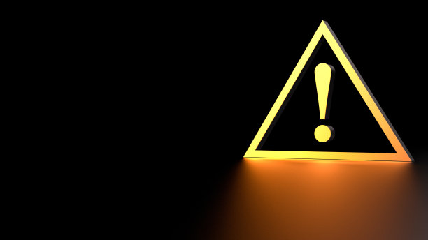 三角形标志危险与惊叹号在黑色空间与空间复制粘贴文本。3 d渲染。图片下载