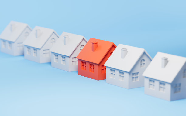 一排红房子，选对房子，3d渲染。图片下载