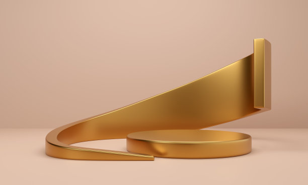 奢华的金色几何讲台在金色背景图片下载