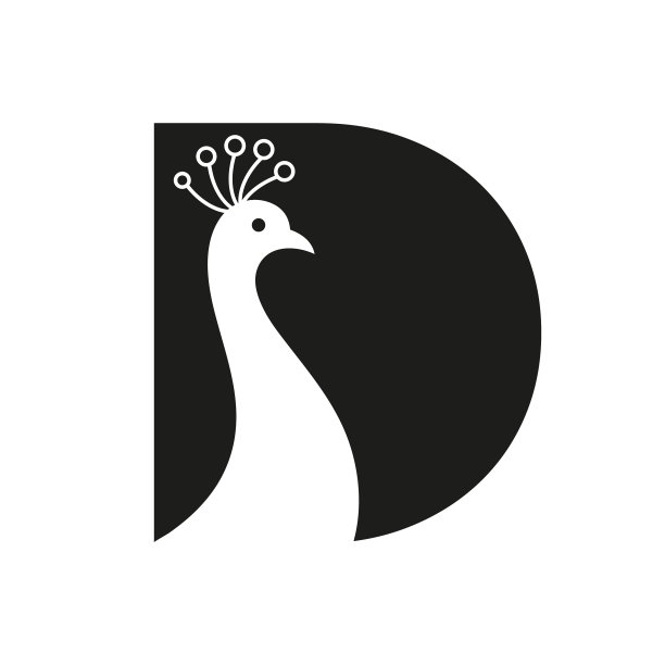 字母漂亮的孔雀标志模板模板。图片下载