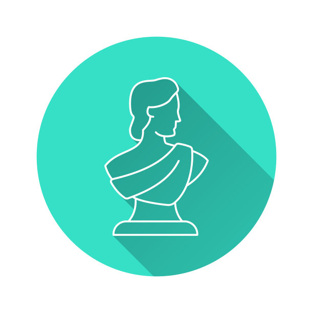 雕塑图标与长阴影图形和图片下载