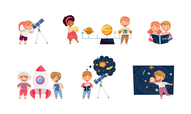 儿童角色研究空间和星系图片下载