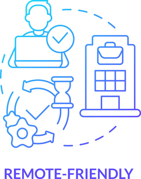 远程友好的蓝色渐变概念图标图片下载