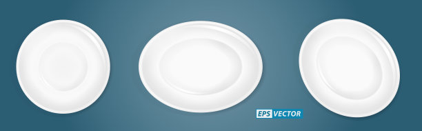 一套逼真的空白陶瓷盘子或碗图片下载