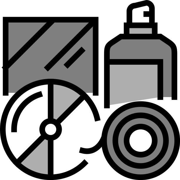 磁盘和瓶身塑料废色图标图片下载